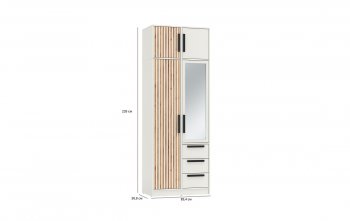 Шкаф 850 мм 83.09 Вегас (2-х дв.) с зерк. и антресолью белый (Олмеко) в Артёмовском - artyomovskij.mebel-e96.ru