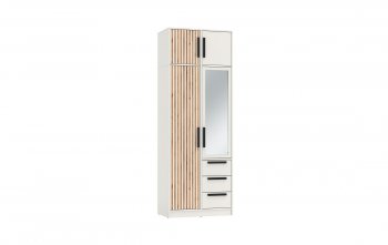 Шкаф 850 мм 83.09 Вегас (2-х дв.) с зерк. и антресолью белый (Олмеко) в Артёмовском - artyomovskij.mebel-e96.ru